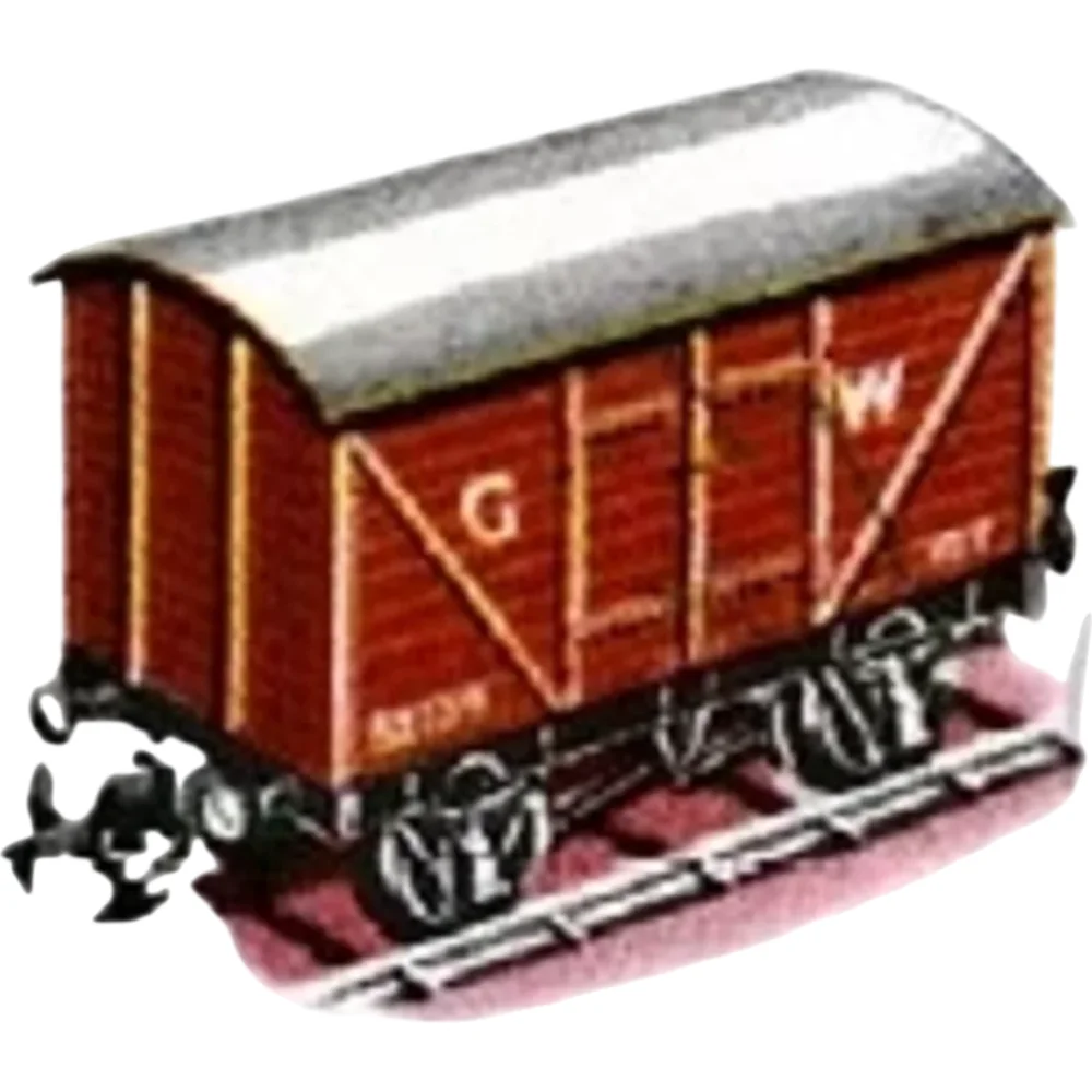 Great Western Railway 12-ton Goods Van Great Western Railway (Brown) — Catalogue Scan by Tri-ang