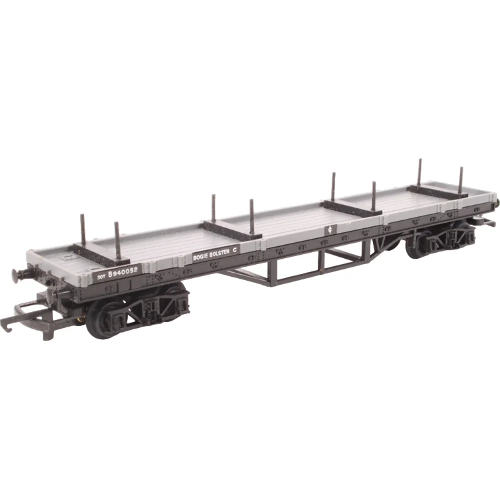 British Railways Bogie Bolster C British Railways (Grey) — Left Front Three Quarter View by Tri-ang
