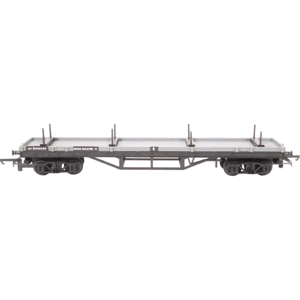 British Railways Bogie Bolster C British Railways (Grey) — Side Elevation Left Direction by Tri-ang