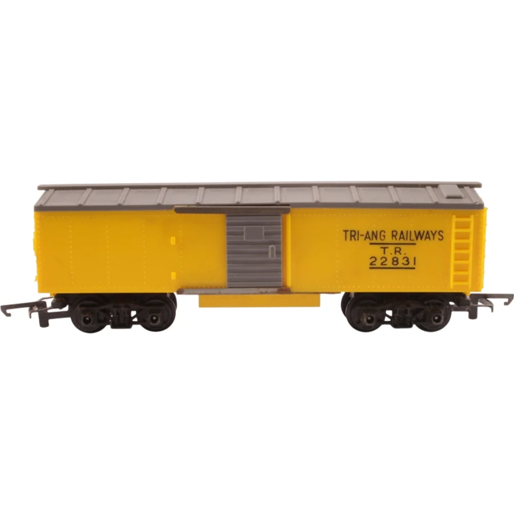 Freelance Transcontinental Box Car Tri-ang (Yellow) — Side Elevation Left Direction by Tri-ang
