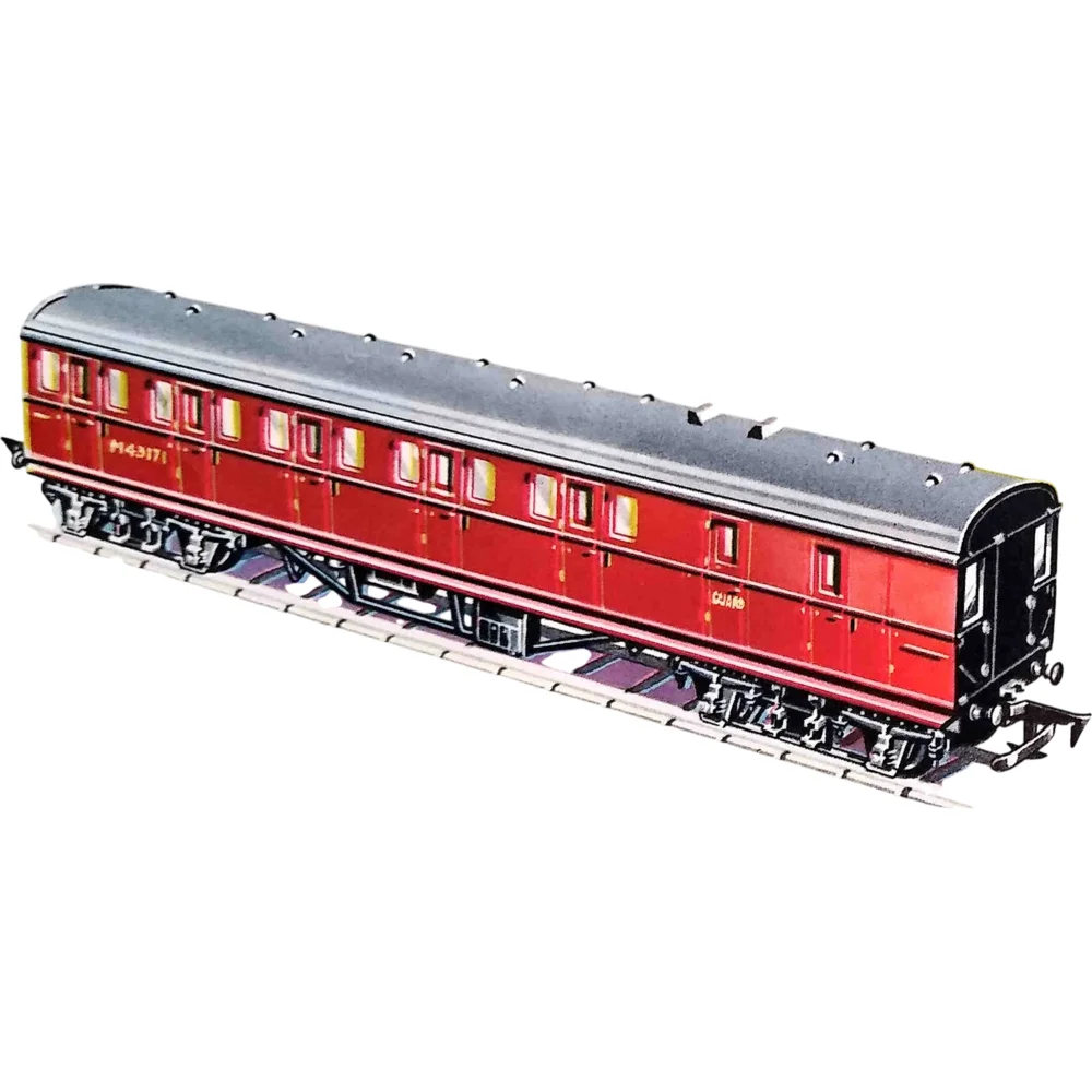 British Rail Mark 1 Suburban Brake Third, British Railways (Maroon) — Catalogue Scan by Tri-ang