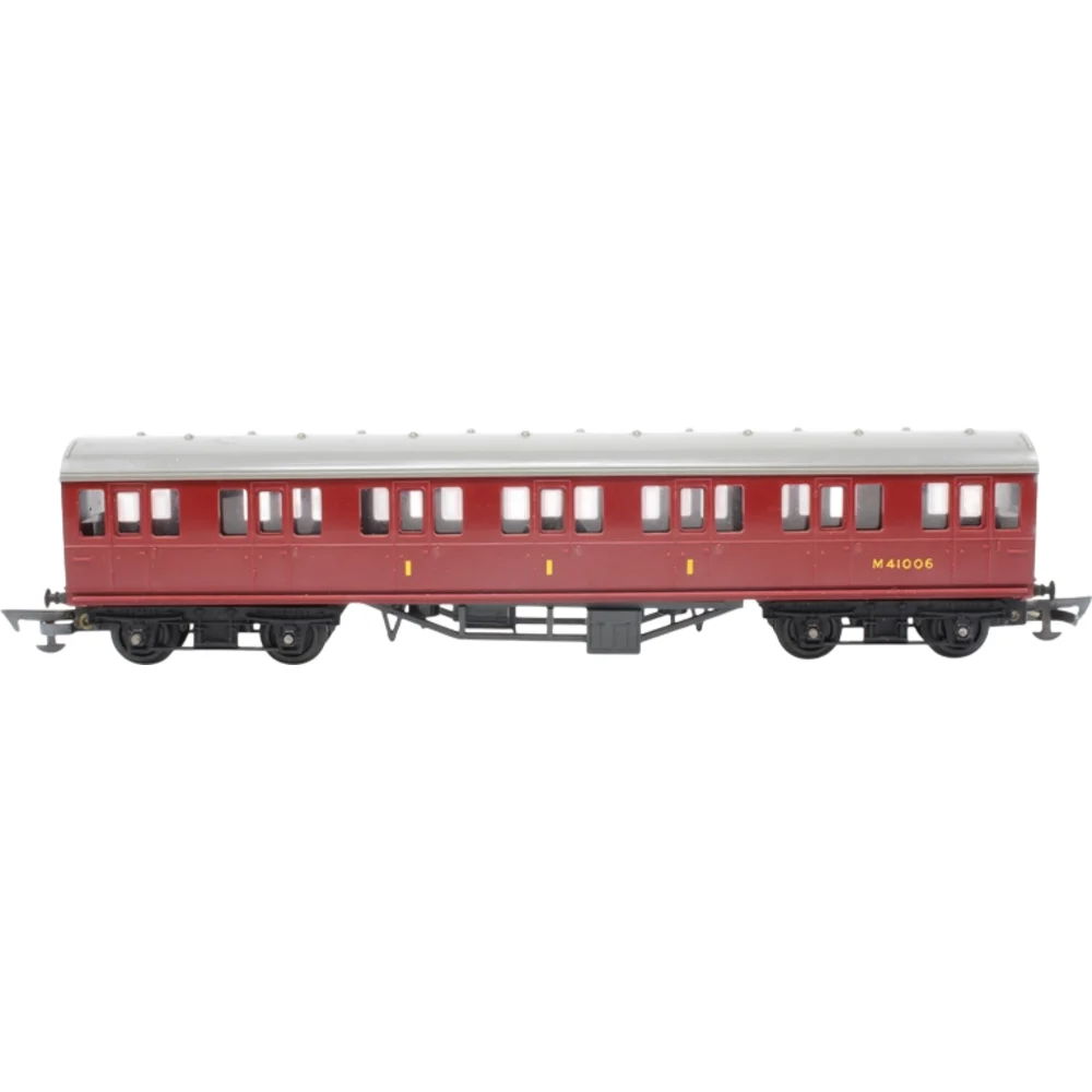 British Rail Mark 1 Suburban Composite, British Railways (Maroon) — Side Elevation Left Direction by Tri-ang