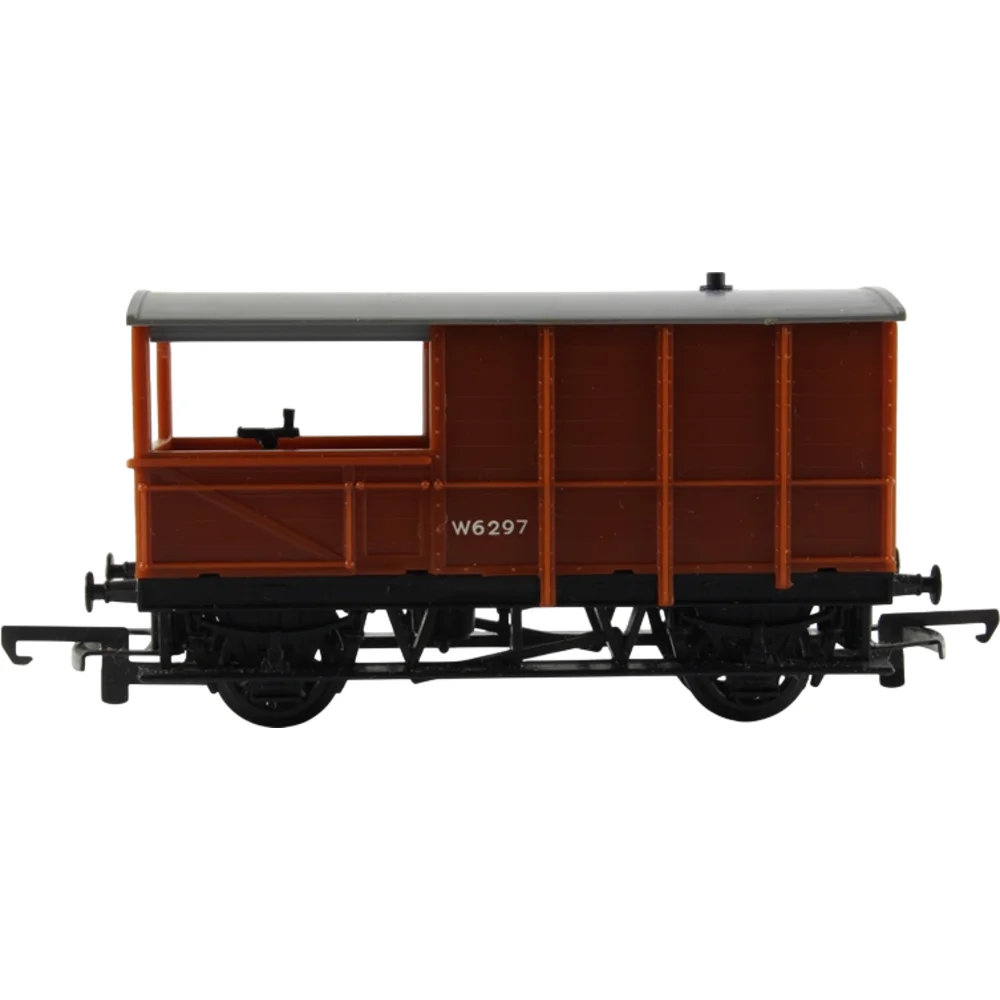 Great Western Railway 20-ton Brake Van British Railways (Bauxite) — Side Elevation Left Direction by Tri-ang