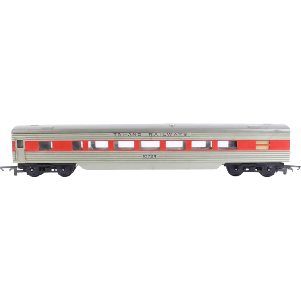 Freelance Transcontinental Passenger Car, Tri-ang (Silver & red) — Side Elevation Left Direction by Tri-ang
