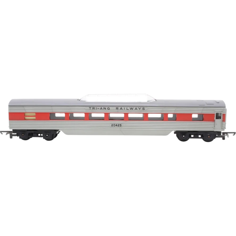 Freelance Transcontinental Passenger Car, Tri-ang (Silver & red) — Side Elevation Left Direction by Tri-ang
