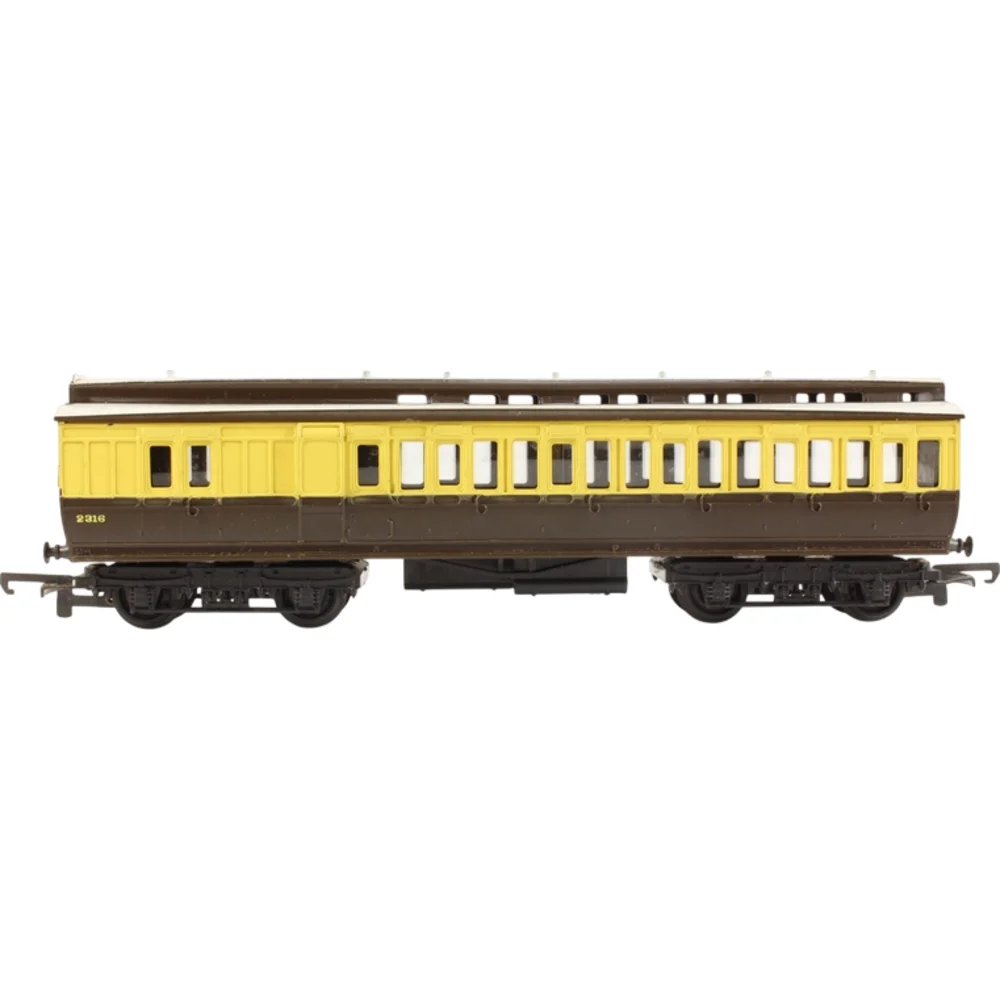 Great Western Railway Dean Clerestory Third, Great Western Railway (Chocolate & Cream) — Side Elevation Left Direction by Tri-ang