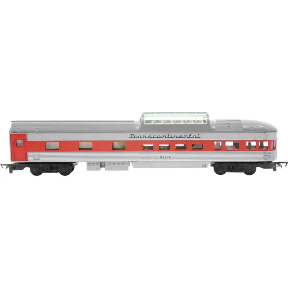 Freelance Transcontinental Passenger Car, Tri-ang (Silver & red) — Side Elevation Right Direction by Tri-ang