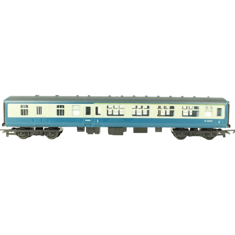 British Rail Mark 2 Brake First Corridor, British Rail (Blue & Grey) — Side Elevation Left Direction by Tri-ang